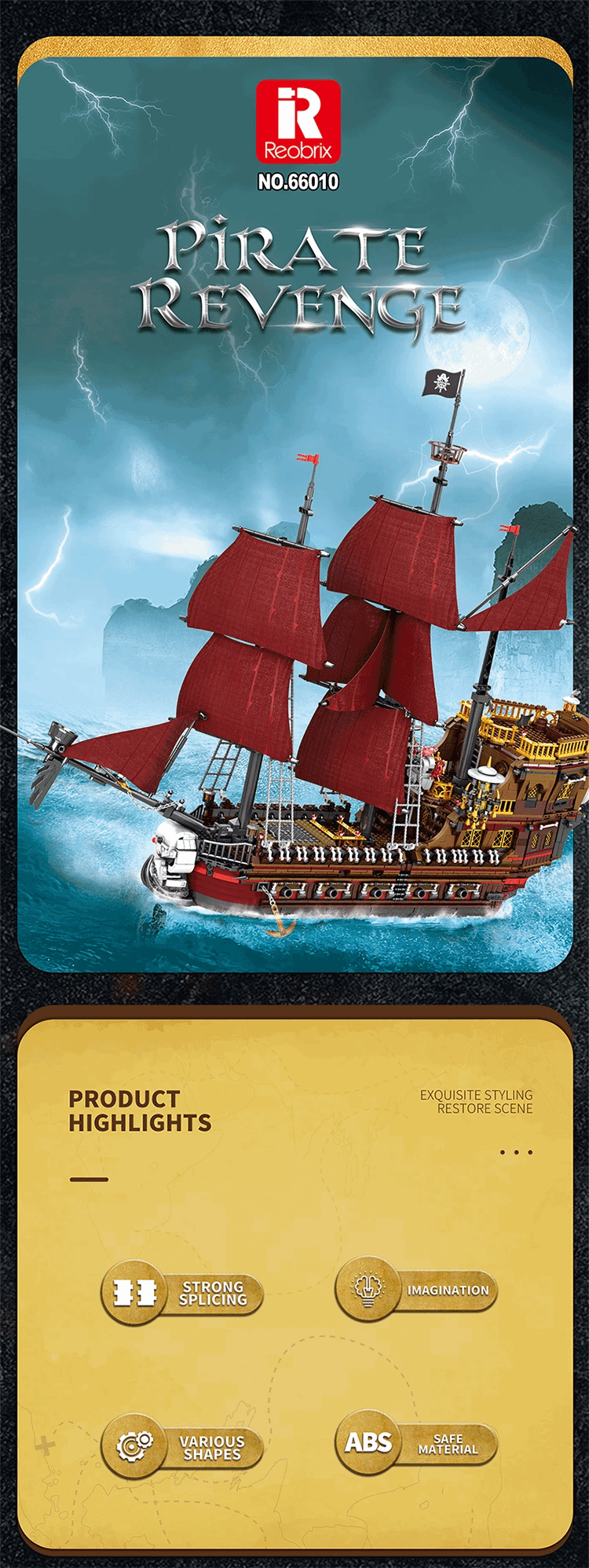 Reobrix 66010 Barco Armable La Venganza del Pirata 3066 pcs