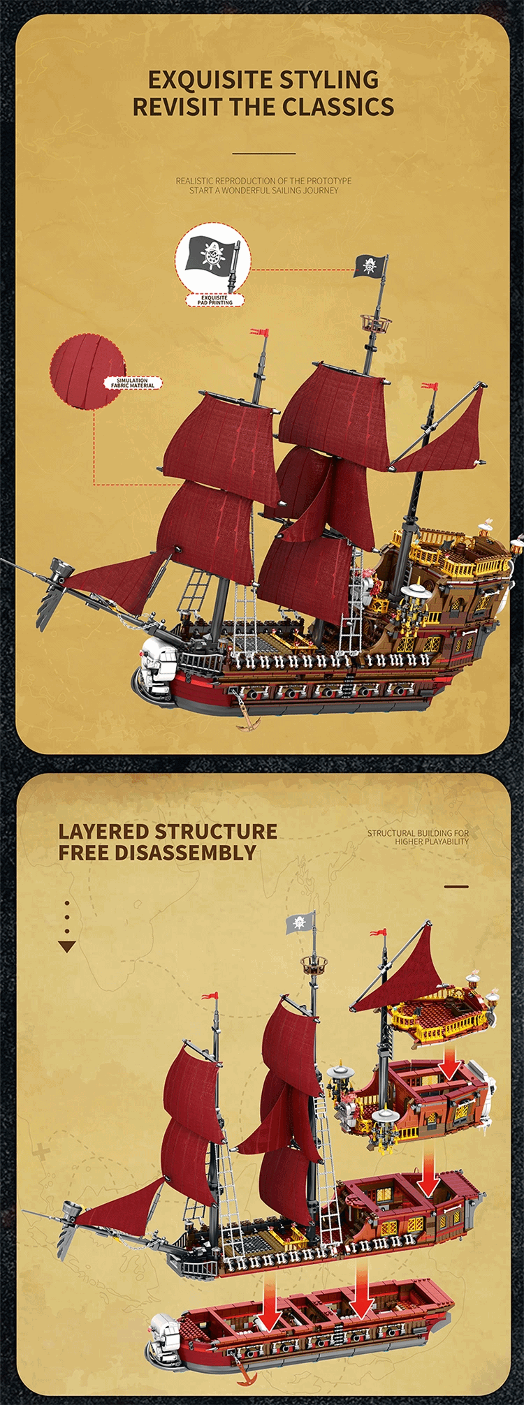 Reobrix 66010 Barco Armable La Venganza del Pirata 3066 pcs