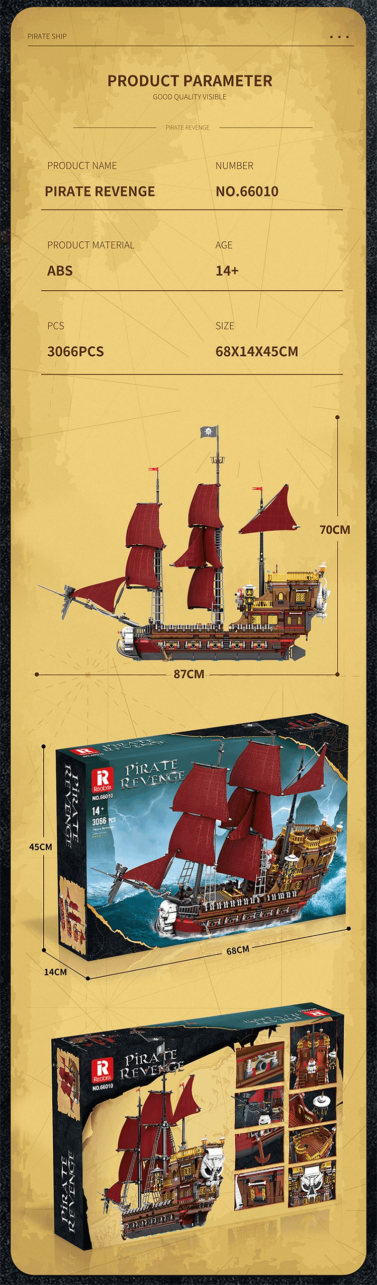 Reobrix 66010 Barco Armable La Venganza del Pirata 3066 pcs